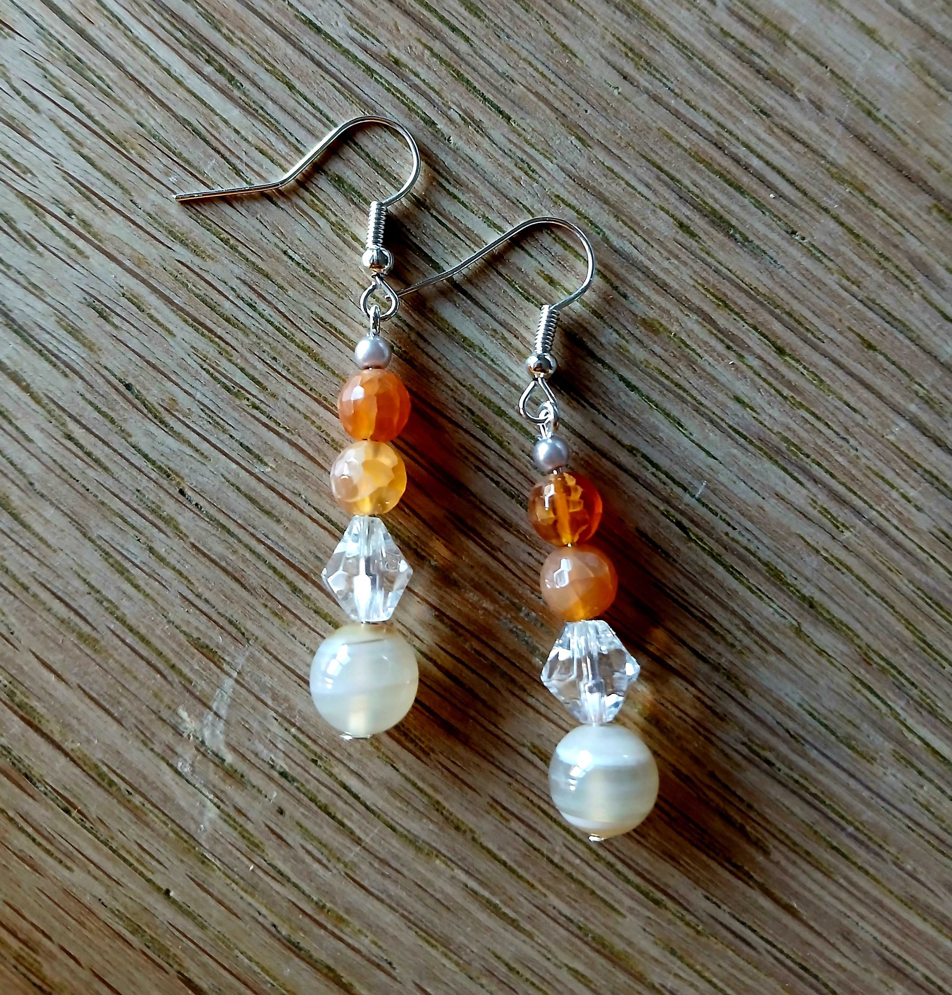 Carnelian and pearl earrings