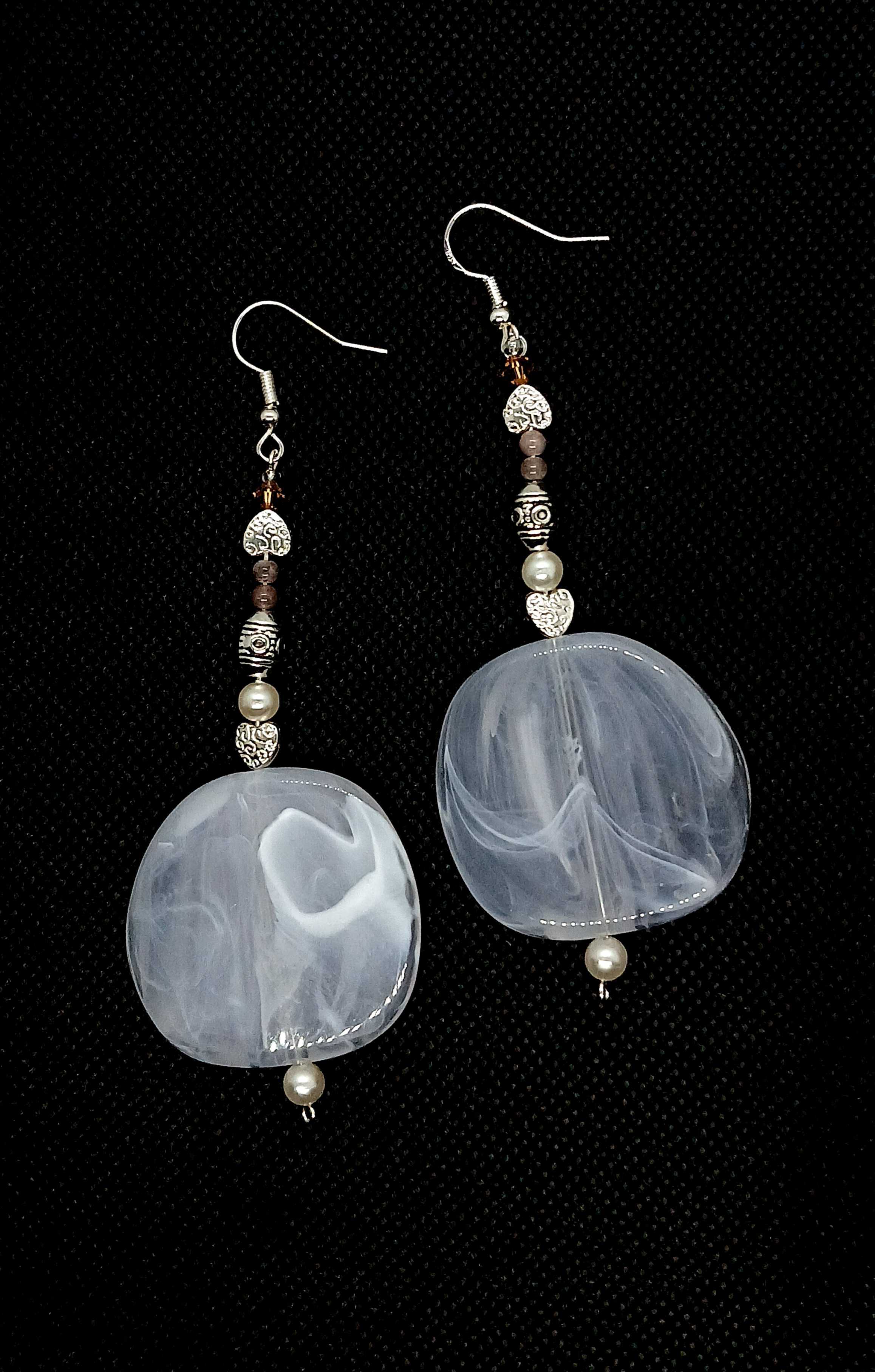 Marbled disc earrings