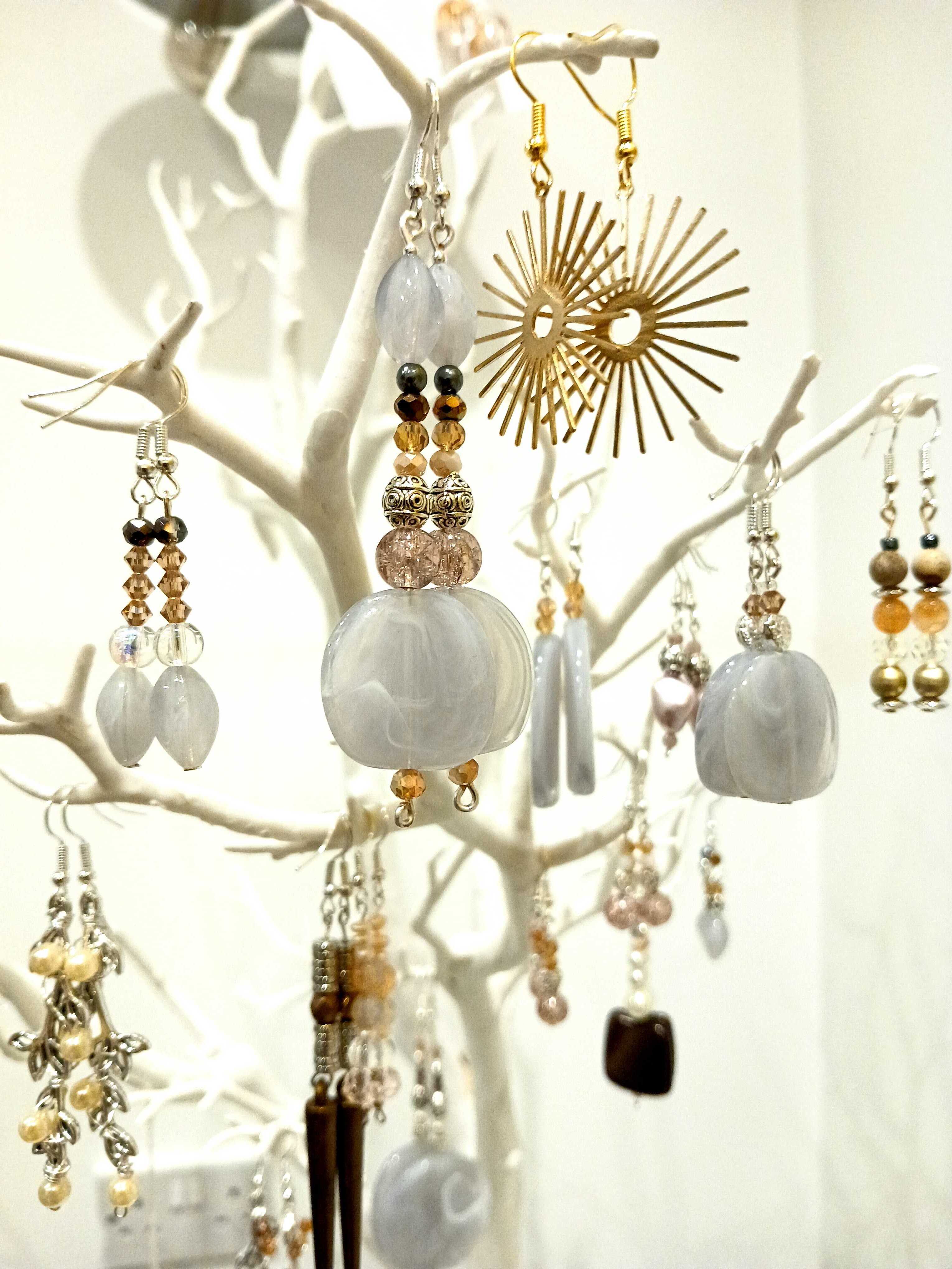 Earring collection on display tree